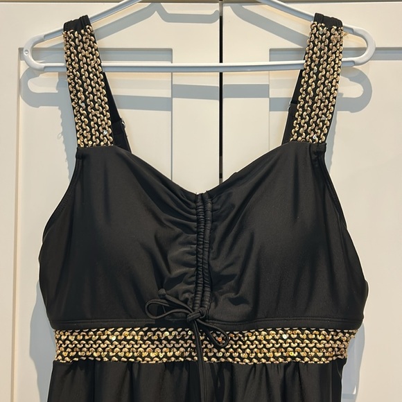 Hanna Nikole Tankini Flowy Swimdress Tummy Control Bathing Suits with Shorts - Picture 5 of 14